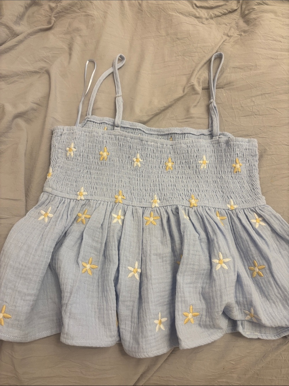 Altar'd State Pale Blue Daisy Smocked Cami - Picture 3 of 3